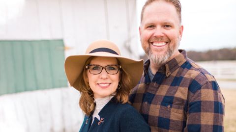 Bart Millard poses for a picture with his wife.